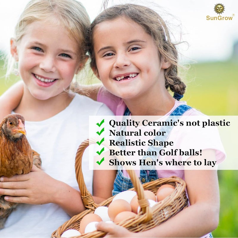SunGrow Fake Wooden Eggs to Train Birds from Laying in The Nesting Boxes & to Stop from Eating Own Eggs, White Color, 5 Pack Suitable for Chicken and Duck - Image 5