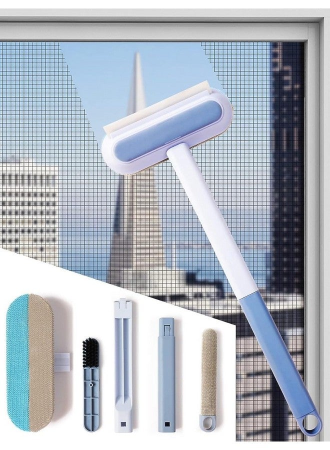 DODGE 'N WOLVES Multifunctional Screen Brush 4 in 1 Mesh Cleaning Brush with Extended Handle Window Cleaning Brush Mosquito Net Cleaner Double Sided Window Cleaner Window Mesh Cleaner - Image 1