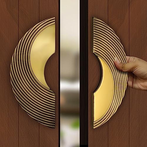 Plantex Premium Main Door Handle/8-Inches Round Shape Door Pull Handle For Main Door/Pull Push Antique Door Handle For Home/Office/Hotel-Pack Of 1(277- Brass Antique And Pvd Gold)-3 Years Warranty - Image 2