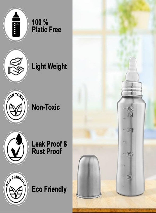 RB POINT(240 Ml,Pack Of 1 Milk Bottle)Stainless Steel Baby Feeding Bottle,Milk Feeding,Water Feeding 240 Ml Easy To Hold Bottle For Kids Babies Light Weight - Image 4
