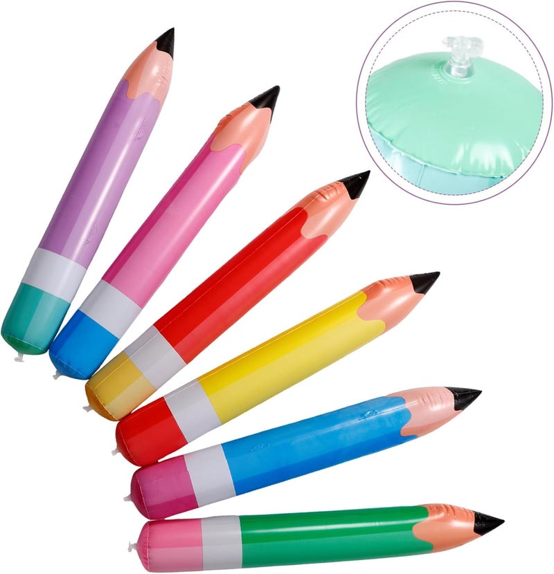 Giant Inflatable Pencils 6 Assorted Multicolor 27.51-Inch High-Quality PVC - Durable Memory-Making Photo Props Inflatable Decorations for Back to School Classroom, Indoor Outdoor School Party Supplies - Image 5