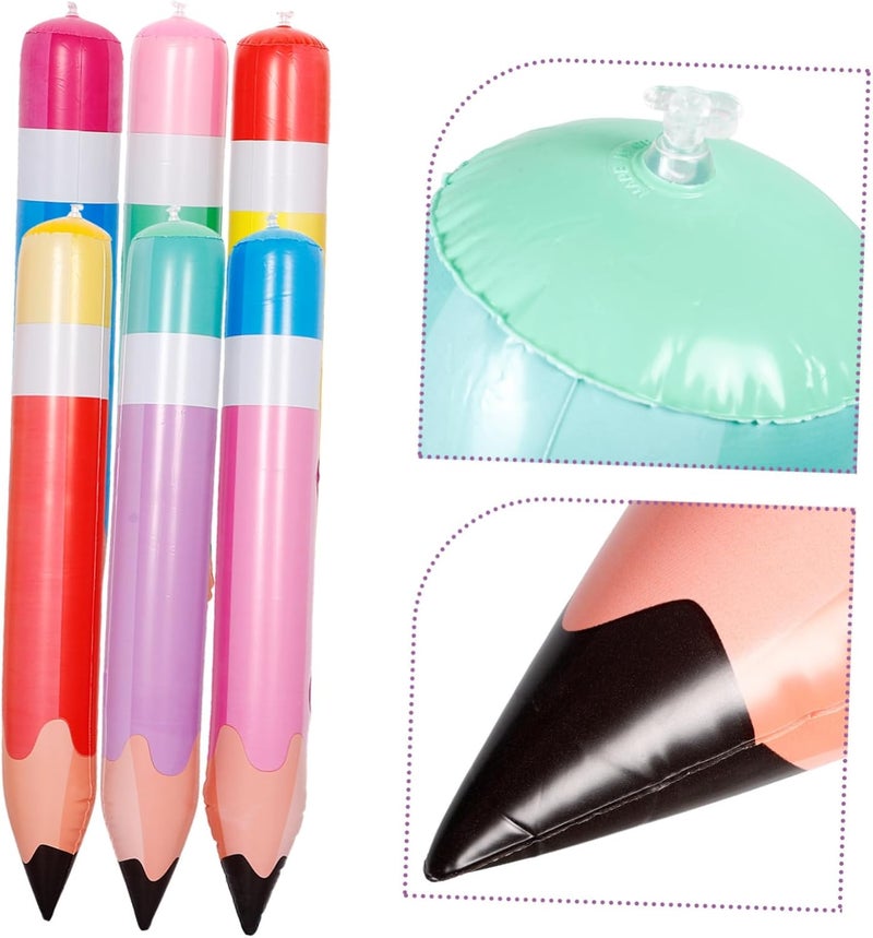 Giant Inflatable Pencils 6 Assorted Multicolor 27.51-Inch High-Quality PVC - Durable Memory-Making Photo Props Inflatable Decorations for Back to School Classroom, Indoor Outdoor School Party Supplies - Image 2