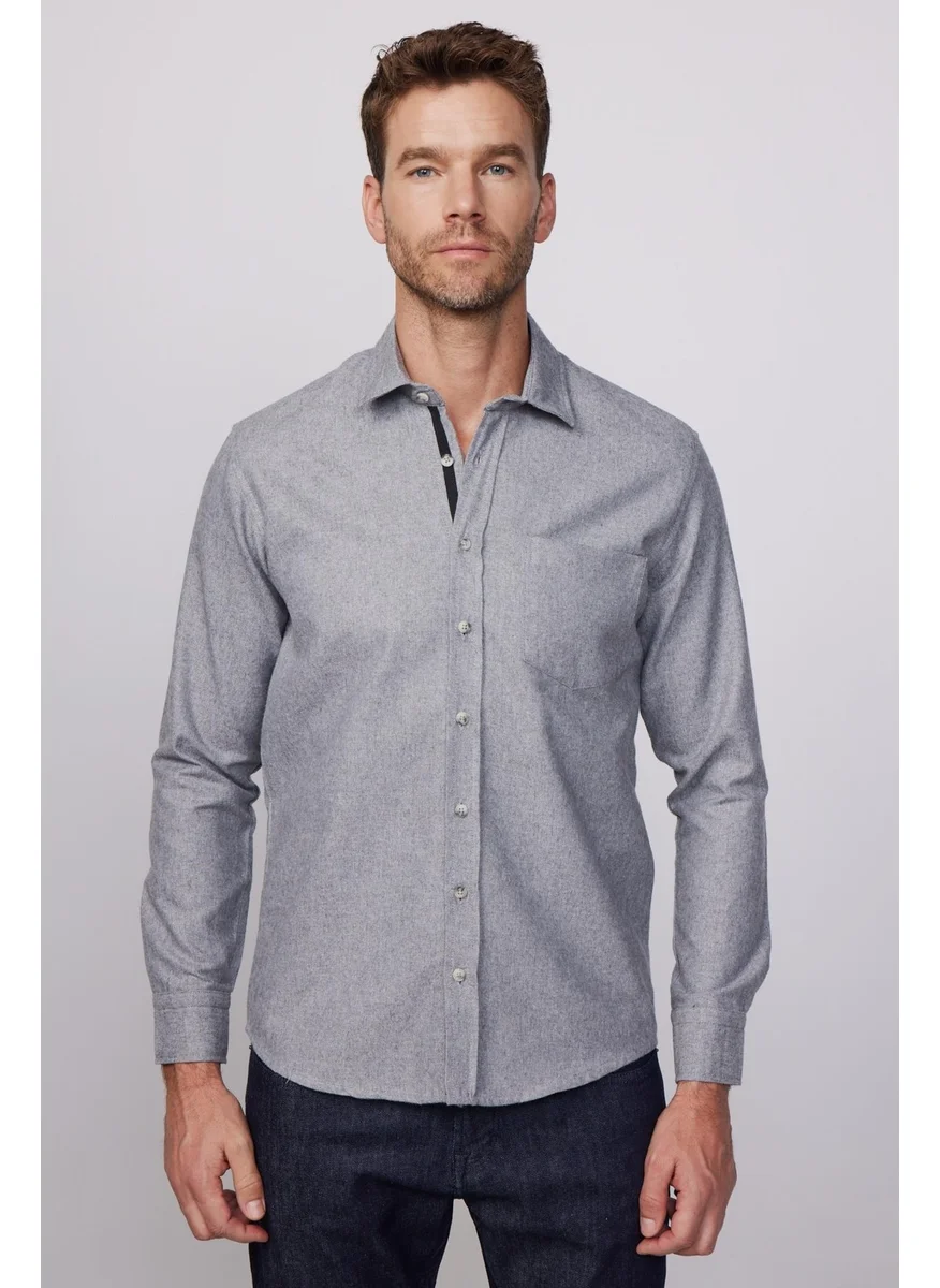 Tudors Classic Fit Dobby Sport Collar Plain Lumberjack Gray Men's Shirt