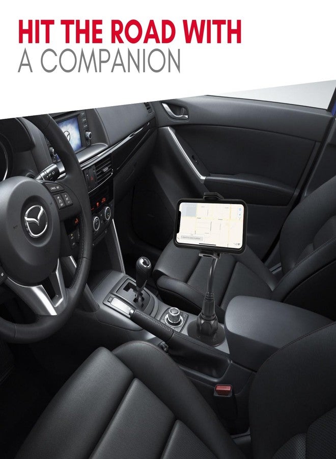 Macally Car Cup Holder Phone Mount - Securely Holds Phones up to 4.1” Wide - Flexible Gooseneck & 360° Rotatable Cradle - Image 2