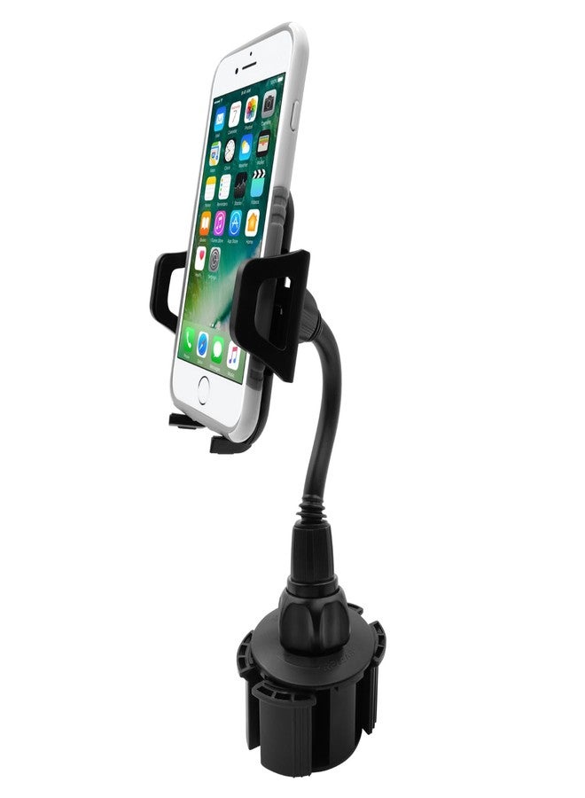 Macally Car Cup Holder Phone Mount - Securely Holds Phones up to 4.1” Wide - Flexible Gooseneck & 360° Rotatable Cradle - Image 1