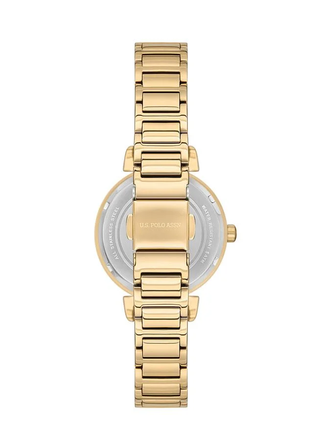 U.S. Polo Assn. Stile 32mm Classic Women's Watch with Green Dial & Gold Plated Stainless Steel Bracelet