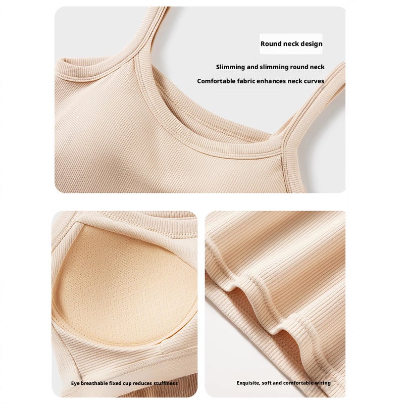 Women's Sleeveless Camisole with Built-in Bra - Summer Stretch Tank Top - Image 3