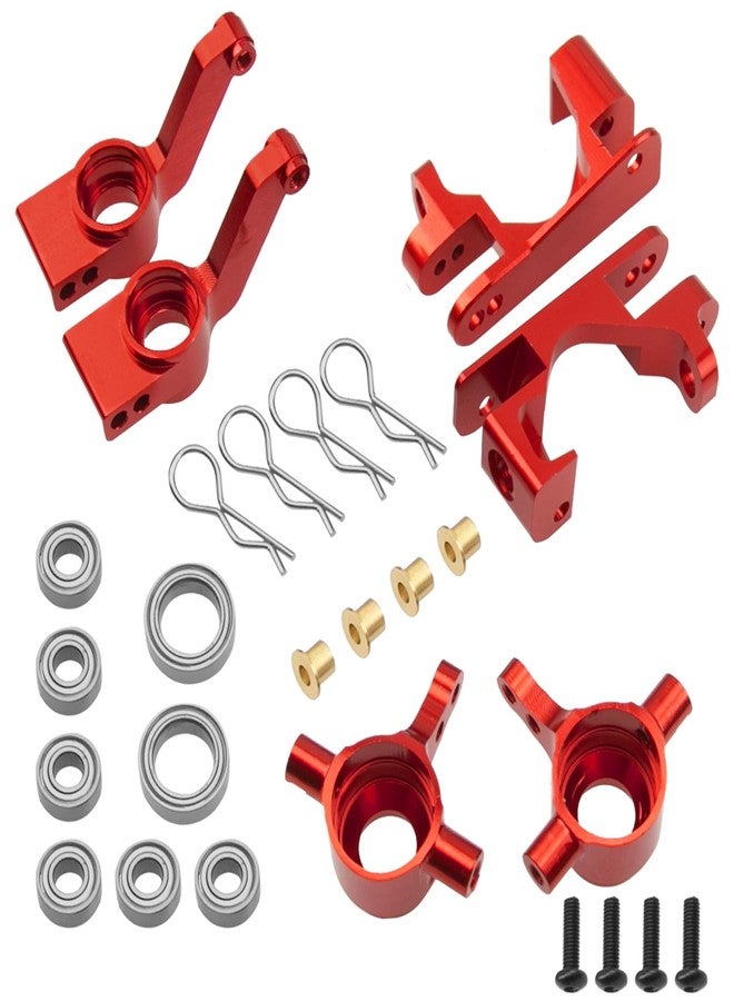 Vgoohobby Metal C-Hubs Caster Blocks, Steering Blocks & Rear Stub Axle Carriers w/Ball Bearings Compatible with 1/10 Traxxas Slash 4X4, Stampede 4X4, Rustler 4WD Replaces of 6837 6832 1952 (Red) - Image 2