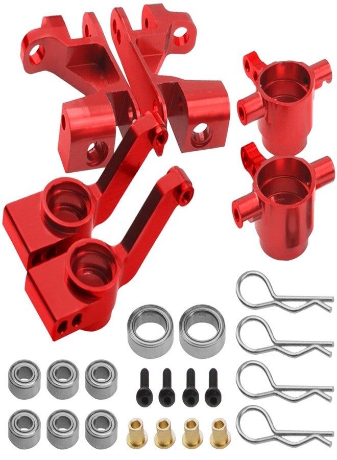 Vgoohobby Metal C-Hubs Caster Blocks, Steering Blocks & Rear Stub Axle Carriers w/Ball Bearings Compatible with 1/10 Traxxas Slash 4X4, Stampede 4X4, Rustler 4WD Replaces of 6837 6832 1952 (Red) - Image 1