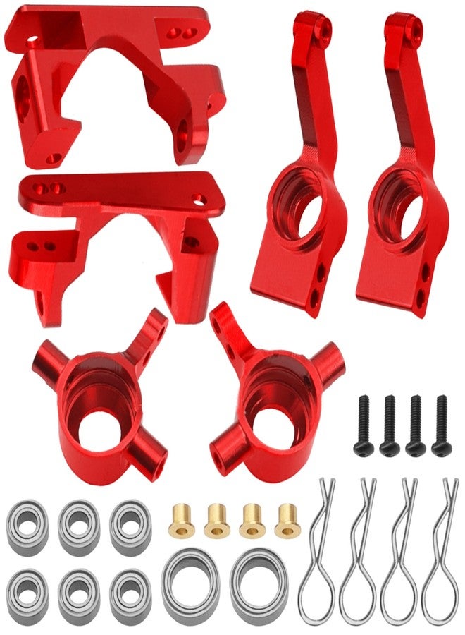 Vgoohobby Metal C-Hubs Caster Blocks, Steering Blocks & Rear Stub Axle Carriers w/Ball Bearings Compatible with 1/10 Traxxas Slash 4X4, Stampede 4X4, Rustler 4WD Replaces of 6837 6832 1952 (Red) - Image 3