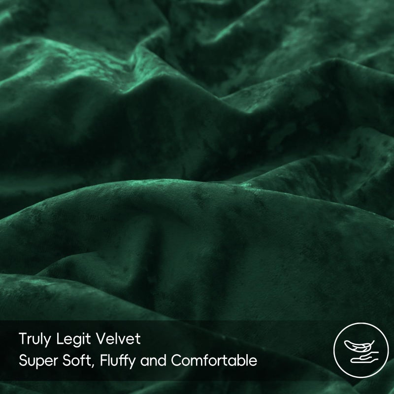 بي أتش إف PHF حقًا غلاف حاف مخملي مجموعة كوين حجم 3pcs غلاف المعزي الناعم الناعم المغطى بغطاء لحاف الفانيلا الفاخر المريح مع مجموعة وسادة shams الفراش 90 "× 90" "الزمرد الأخضر - Image 4