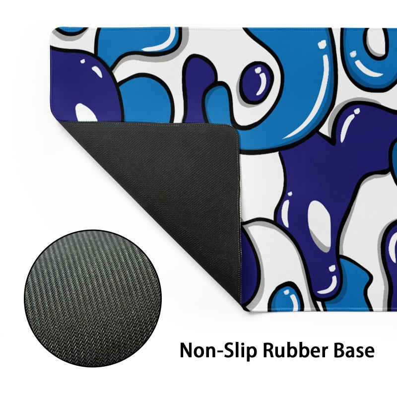 Granbey Navy Blue White Gaming Mouse Pad XL 31.5â€x11.8â€ Anime Cool Desk Pad Geometric Japanese Desk Mat Non-Slip Rubber Base Stitched Edge Extended Keyboard PC Computer Pad Gaming for Home Office Work Desktop - Image 4