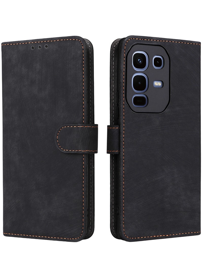 For Infinix Note 50s Flip Cover with Detachable lanyard, PU Leather Full Body Protection Shockproof Flip Mobile Phone Case, RFID Anti-theft Brush Folio Wallet Case - Image 4