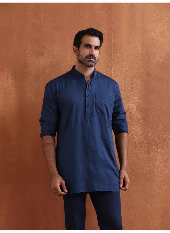 ترو برونز Men's Blue Cotton Short Kurta - Image 2
