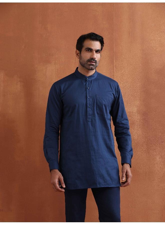 ترو برونز Men's Blue Cotton Short Kurta - Image 5