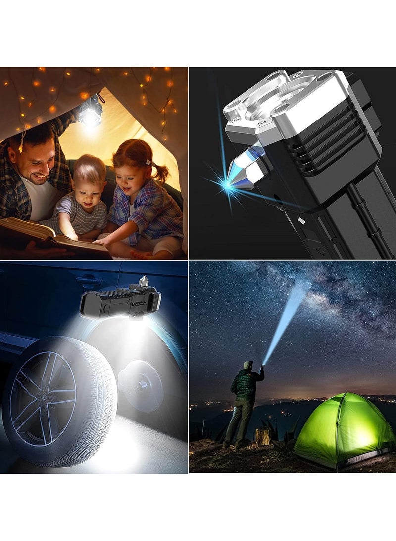 Led Handheld Flashlights Rechargeable,Waterproof Torch Light Super Bright Flashlights Flash Light with Hanging Magnet Safety Window-Breaking Hammer for Camping Outdoor Hiking Emergency 2pcs - Image 2