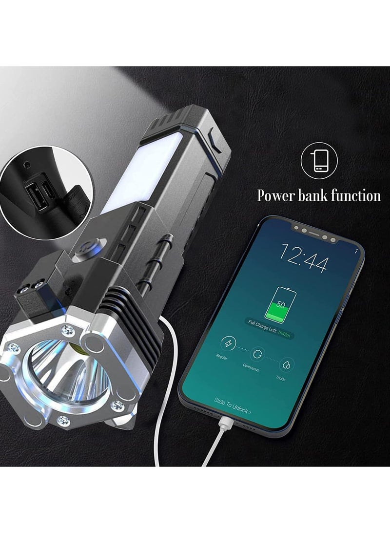 Led Handheld Flashlights Rechargeable,Waterproof Torch Light Super Bright Flashlights Flash Light with Hanging Magnet Safety Window-Breaking Hammer for Camping Outdoor Hiking Emergency 2pcs - Image 5