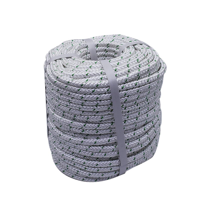 findmall 38 Inch x 200 Feet Double Braid Polyester Rope High Breaking Strength Pulling Rope for Tree Work Camping Swings White