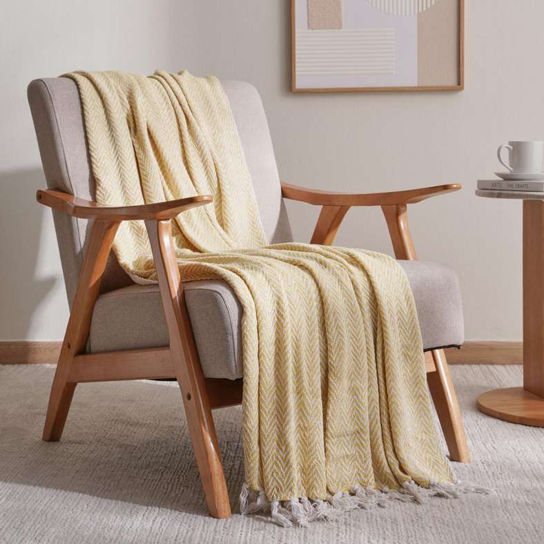 Pan Home Norma Cotton Woven Throw 127x154cm - Yellow