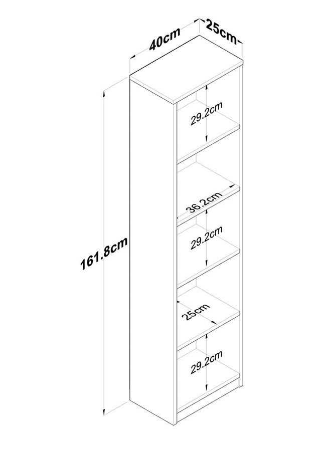 Home Canvas Bookcase Study Room with 5 Shelves Book Shelf Library Modern Wall Shelf White -Walnut - Image 4