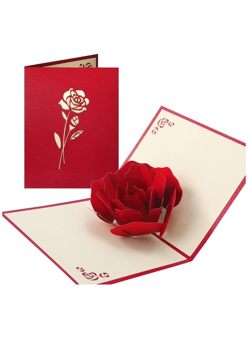 general 3 Piece Rose 3D 3D Card Card with Envelope Anniversary Card Wife Husband Happy Birthday Card Thinking of You Greeting Card - Image 1