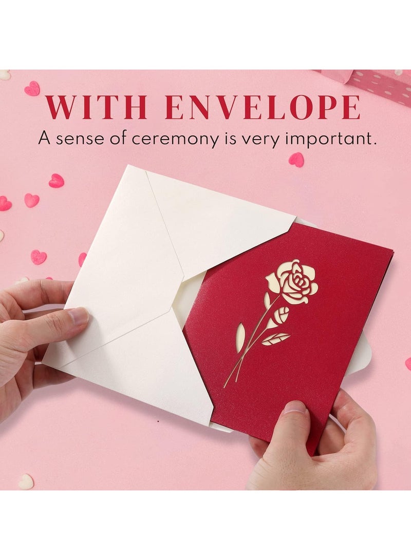 general 3 Piece Rose 3D 3D Card Card with Envelope Anniversary Card Wife Husband Happy Birthday Card Thinking of You Greeting Card - Image 3