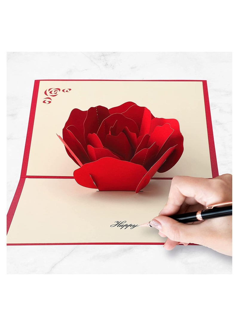 general 3 Piece Rose 3D 3D Card Card with Envelope Anniversary Card Wife Husband Happy Birthday Card Thinking of You Greeting Card - Image 2