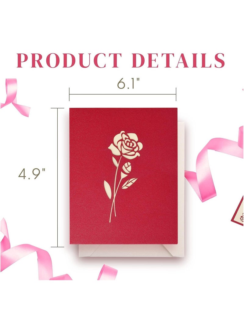 general 3 Piece Rose 3D 3D Card Card with Envelope Anniversary Card Wife Husband Happy Birthday Card Thinking of You Greeting Card - Image 5