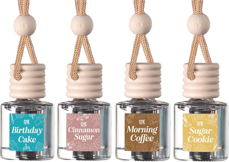 CE CRAFT معطر السيارة المعلق من – ناشر زيت العطر بالزيوت الأساسية – روائح علاج عطري طويلة الأمد للسيارات – عبوة رباعية، مخبوزات - Image 2