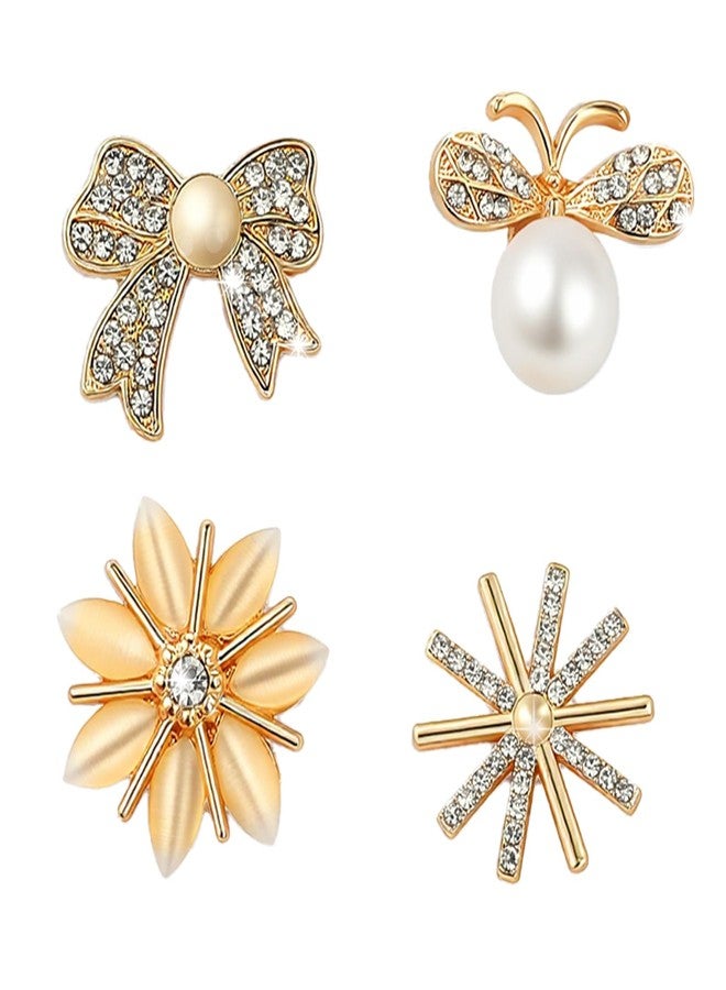 Buildcon 4 Pcs Brooch Pin for Women,Saree Pins and Hijab Pins, Elegant Brooches for Formal Dresses and Cardigans, Wedding and Party Accessories for Stylish Outfits - Image 1