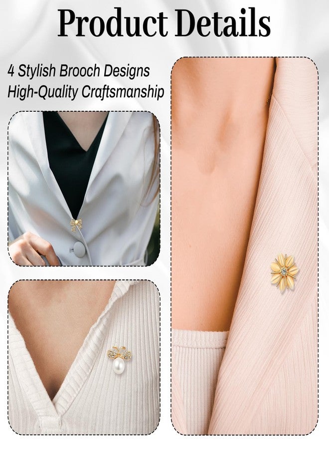 Buildcon 4 Pcs Brooch Pin for Women,Saree Pins and Hijab Pins, Elegant Brooches for Formal Dresses and Cardigans, Wedding and Party Accessories for Stylish Outfits - Image 5