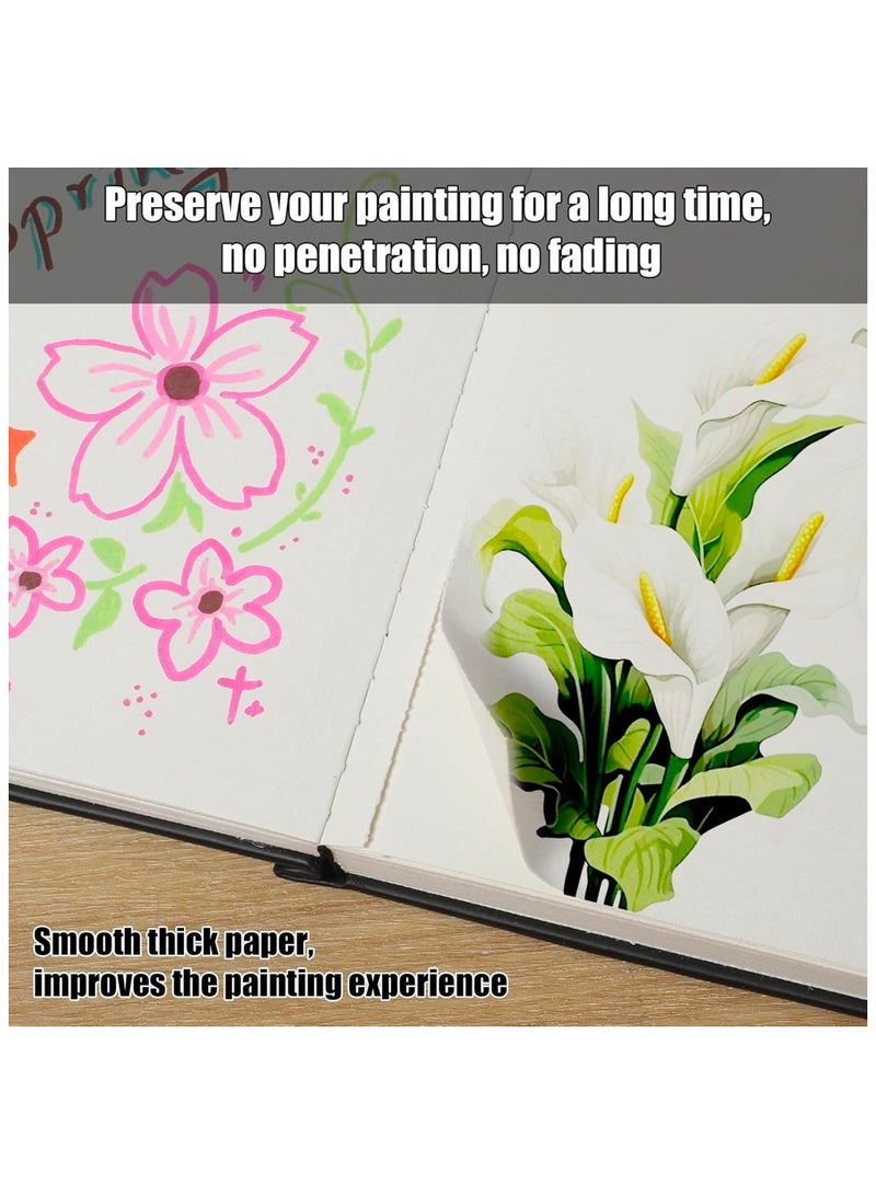 Hardcover Sketch Book 8" x 8", Square Mixed Media Art Sketchbook with 120LB/200GSM Thick Drawing Paper and Perforated Page Design, 120 Pages/60 Sheets Mixed Media Sketch Pad for Charcoal Pencil, Acrylic Marker, Inks Pen, Colored Pencil and Oil Pastel - Image 5