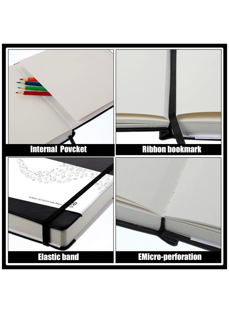 Hardcover Sketch Book 8" x 8", Square Mixed Media Art Sketchbook with 120LB/200GSM Thick Drawing Paper and Perforated Page Design, 120 Pages/60 Sheets Mixed Media Sketch Pad for Charcoal Pencil, Acrylic Marker, Inks Pen, Colored Pencil and Oil Pastel - Image 3