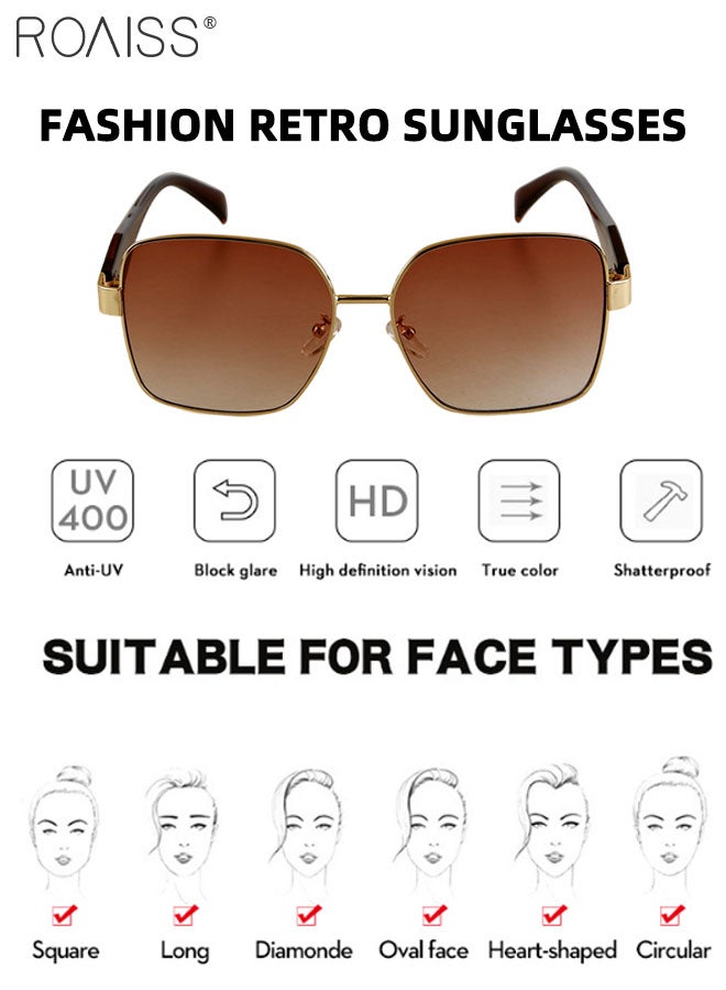 رويس نظارة شمسية مربعة للنساء، نظارة الشمس الواقية من الأشعة فوق البنفسجية 400 بإطار ذهبي، ظلال شمسية عصرية للنساء مع حافظة نظارات، 57 ملم - Image 4