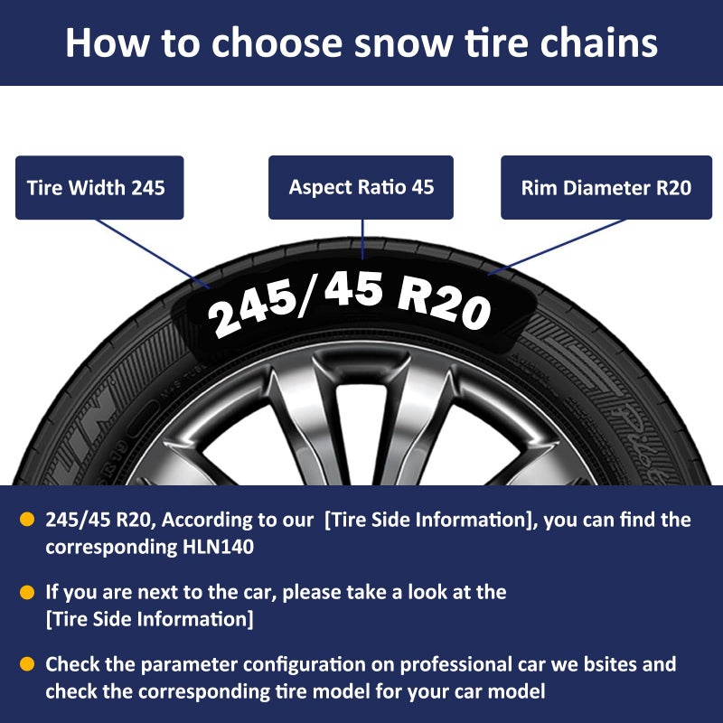 NEOCHIAEVO Auto Tightening Snow Chains Tire Chains, 1-Minute Quick Install, Twist-Link, Wear-Resistant, Universal for Car/SUV/Pickup Trucks, Multi-Weather Emergency Traction, Set of 2 (HLN-160, 3.9mm) - Image 4