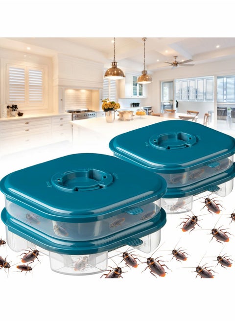 Roach Killer Indoor Infestation Efficient Cockroach Trap Double Layer Roach Trap Reusable Safe Cockroach Killer for Ants Pet Outdoor Indoor Home (2 Pieces)