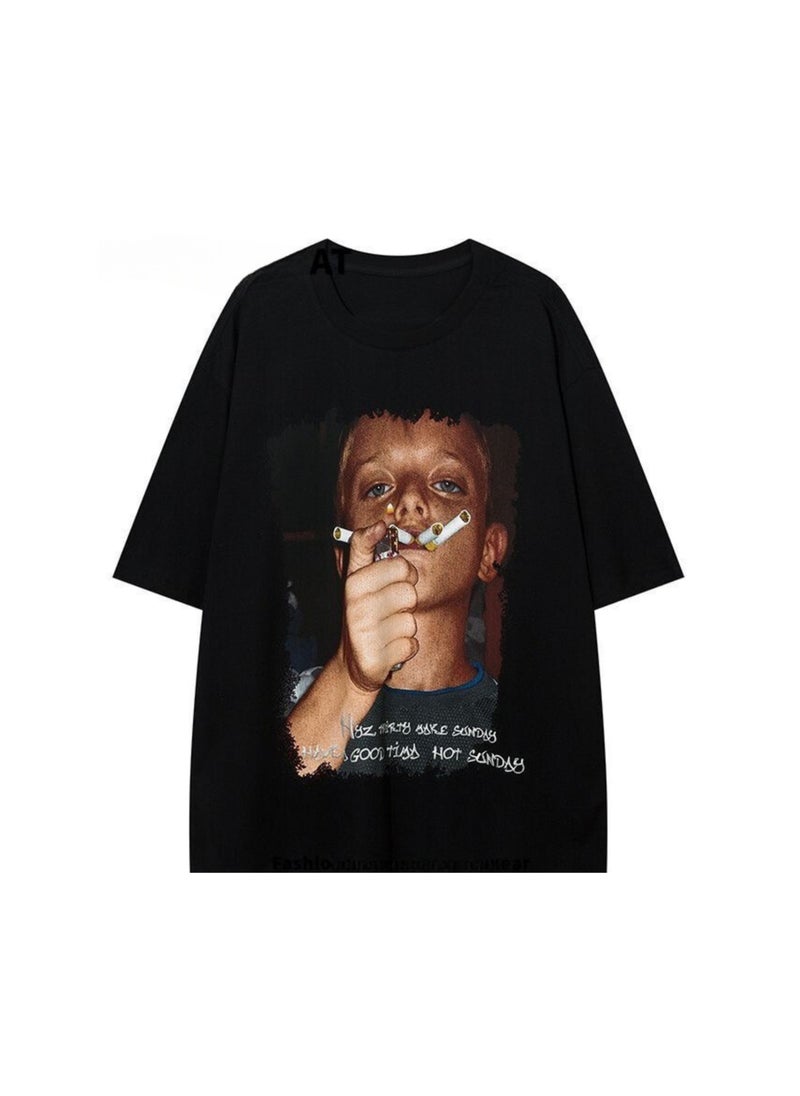Thirty-One - Black Smoking Unisex Oversized T-shirt - Image 1
