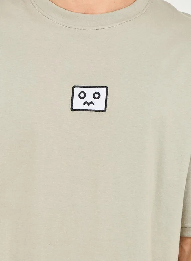 Styli Embroidery Chest Compact Cotton Oversized T-Shirt