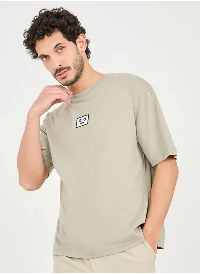Styli Embroidery Chest Compact Cotton Oversized T-Shirt