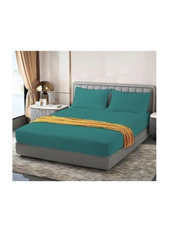 A set of plain sheet sheets for hotels, homes and tourist villages from Nono Store, consisting of three pieces, green, 150 cm * 200 cm * 30 cm, green color, cotton
