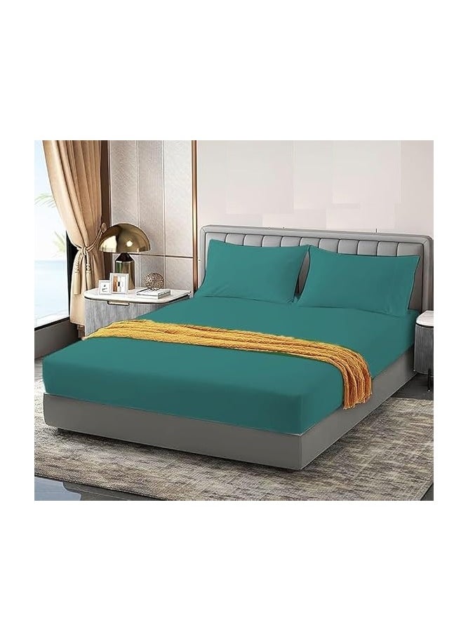 Generic - A set of plain sheet sheets for hotels, homes and tourist villages from Nono Store, consisting of three pieces, green, 150 cm * 200 cm * 30 cm, green color, cotton - Image 1