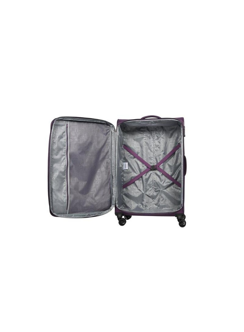 AMERICAN TOURISTER Duncan+ Suitcase, Cabin Size 55 cm / 20 inch, 4 Spinner Wheels, Soft Top, 100% Polyester, Purple|Lightweight|Water Resistant Material|TSA Lock|Front Storage Compartment|Expandable - 3 Years International Warranty - Image 4
