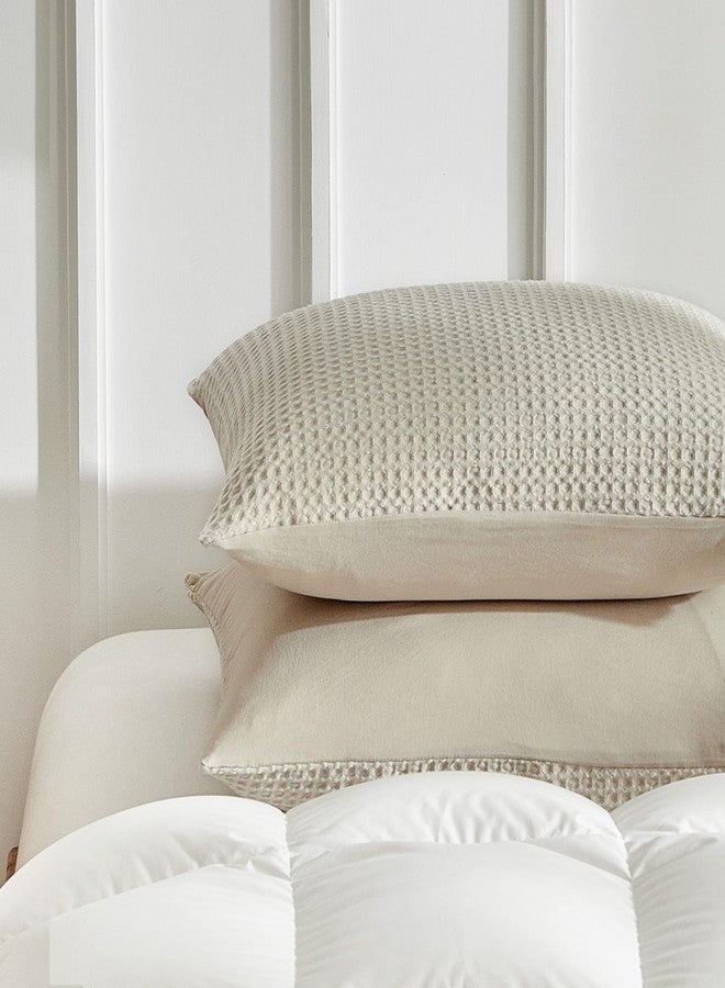 WARMDERN Waffle Weave Pillowcases Standard Size 2 Pack Pillow Cases Soft Microfiber Pillow Case Covers Set of 2 Boho Woven Textured Pillowcase with Envelope Closure(Khaki, Standard, 20x26 Inches) - Image 3