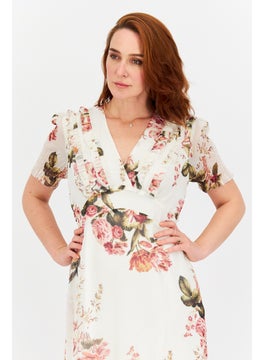 Hope & Ivy Women Floral Print Maxi Casual Dress, Ivory Combo  - Image 4