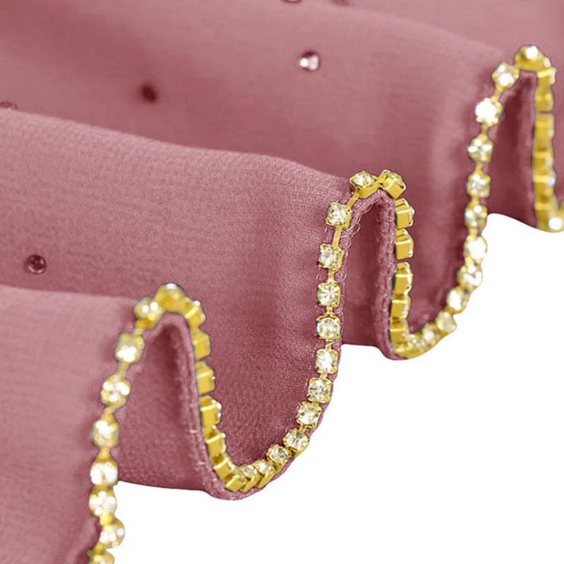 Piewag Hijab Scarf for Women Soft Chiffon Rhinestone Long Scarf Shawl Fashion Muslim Hijab Head Wrap Scarves Pink - Image 4