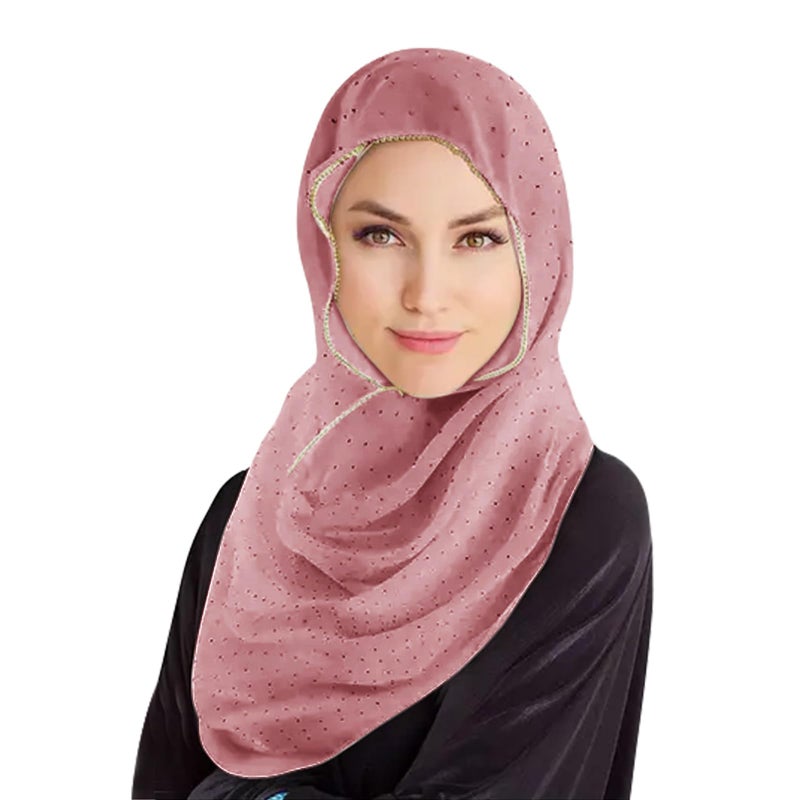 Piewag Hijab Scarf for Women Soft Chiffon Rhinestone Long Scarf Shawl Fashion Muslim Hijab Head Wrap Scarves Pink - Image 2