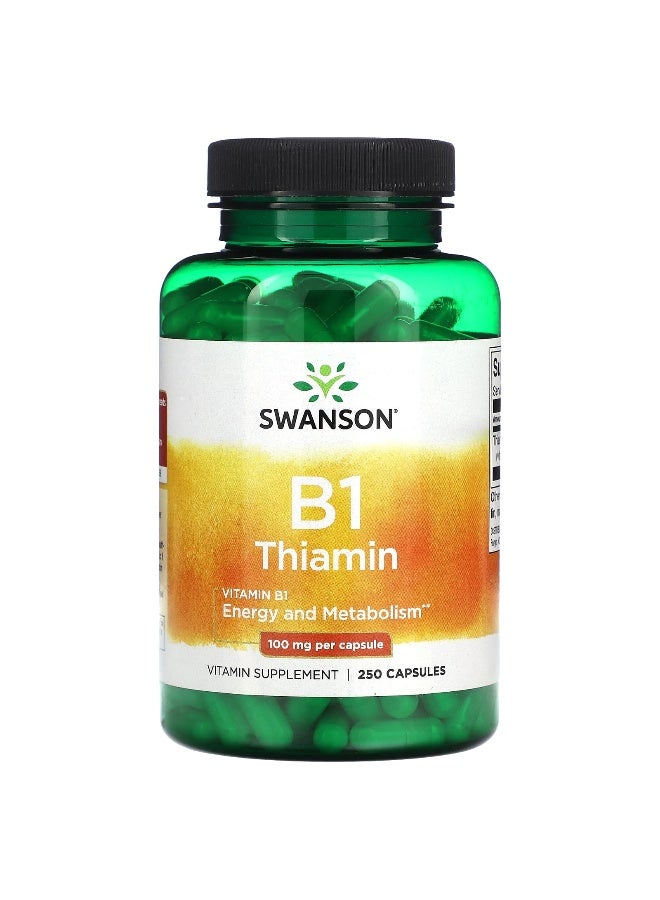Swanson, B1, Thiamin, 100 mg, 250 Capsules (Packaging may vary) - Image 1