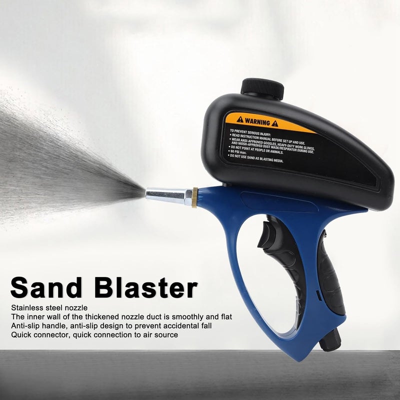 Portable Air Sandblasting 1/4in Sand Blasting for Swiming Pools Paint Rust Removal Air Abrasive Spot Handheld Paint Rust Remover 90PSI Blasting Media 510ml Capacity - Image 3