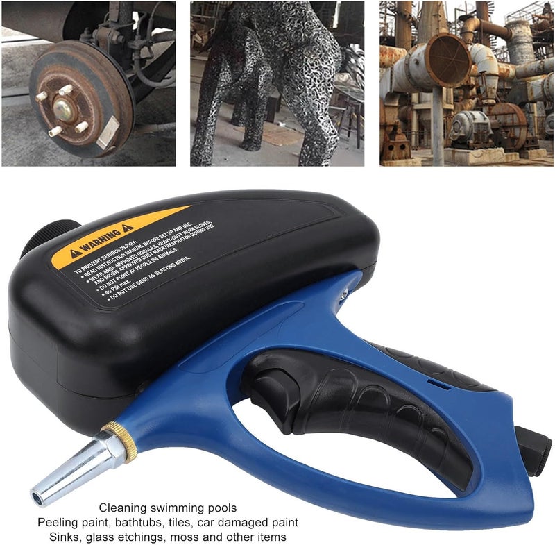 Portable Air Sandblasting 1/4in Sand Blasting for Swiming Pools Paint Rust Removal Air Abrasive Spot Handheld Paint Rust Remover 90PSI Blasting Media 510ml Capacity - Image 5