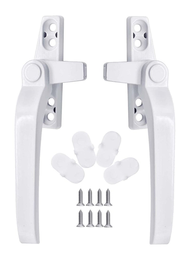 Generic Aluminum Alloy Window Handles 1 Pairs Universal Window Handles with Security Locks White Casement Window Door Handles  - Image 1